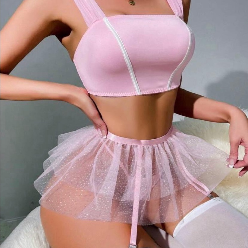 Pink Sheer Two-Piece Lingerie Set